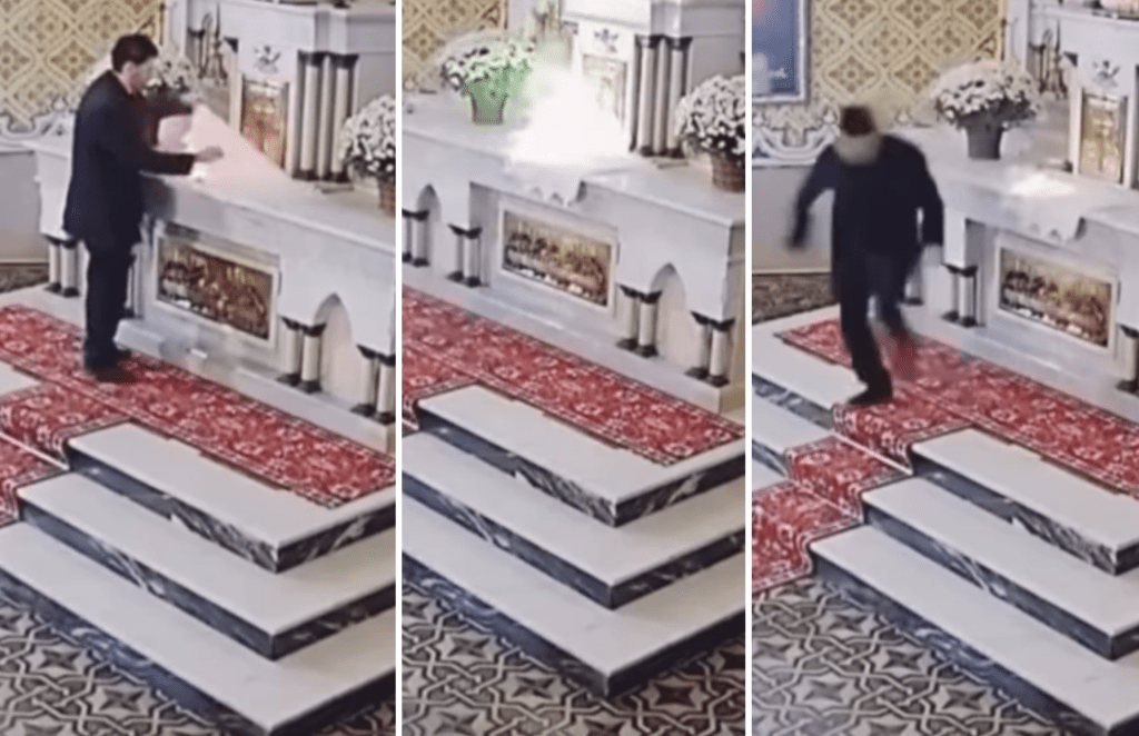 Caught on Tape: Vandal Sets Off Explosive on Altar Near Tabernacle in Catholic Church in&nbsp;Brazil